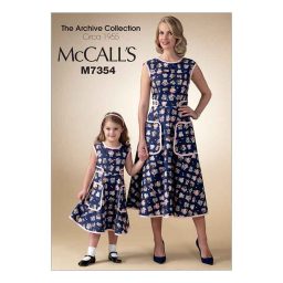 M7354 Misses'/Children's/Girls' Matching Back-Wrap Dresses