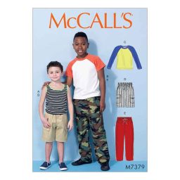 M7379 Children's/Boys' Raglan Sleeve and Tank Tops, Cargo Shorts and Pants