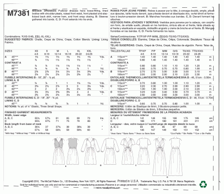 M7381 Misses' Pleated Dresses with Optional Front-Tie