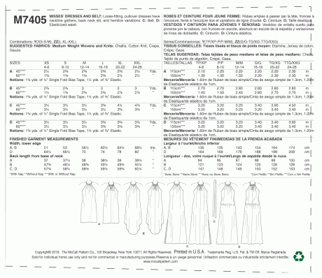 M7405 Misses' Dresses and Belt