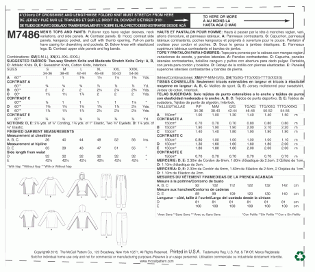 M7486 Men's Raglan Sleeve Tops and Drawstring Pants