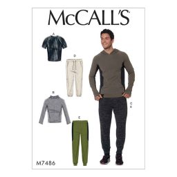 M7486 Men's Raglan Sleeve Tops and Drawstring Pants