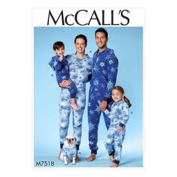 M7518 Men's/Misses'/Boys'/Girls'/Children's Hooded Jumpsuits and Dog Coat with Kangaroo Pocket