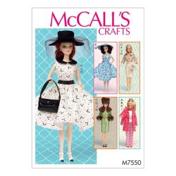 M7550 Retro-Style Clothes and Accessories for 11½" Doll