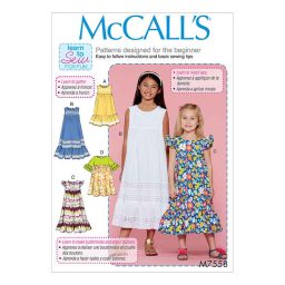 M7558 Children's/Girls' Sleeveless and Ruffle Sleeve Empire-Waist Dresses