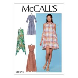 M7565 Misses' Shirtdresses with Sleeve Options, and Belt
