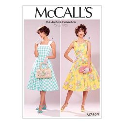 M7599 Misses' Lined Flared Dresses with Petticoat