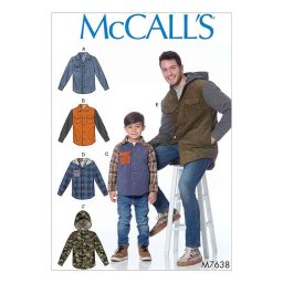 M7638 Men's and Boys' Lined Button-Front Jackets with Hood Options