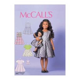 M7707 Children/Girls' Dresses and 18" Doll Dress