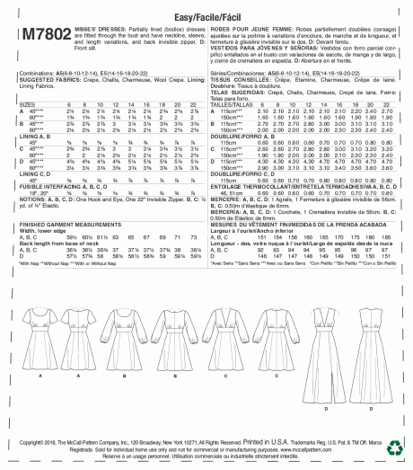 M7802 Misses' Dresses