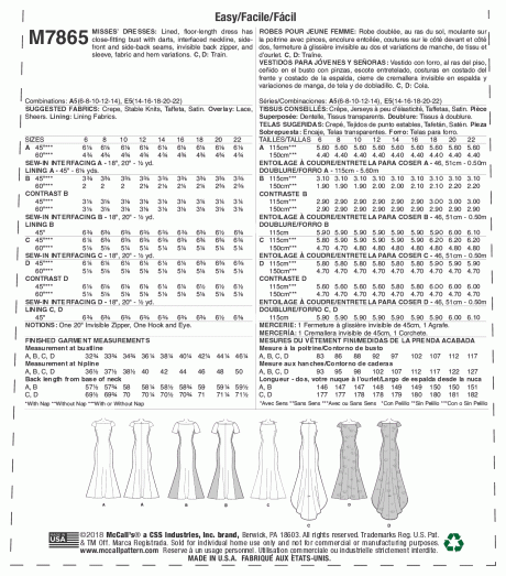 M7865 Misses' Dresses