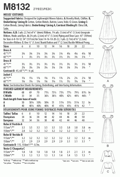 M8132 Misses' Costume