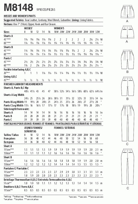 M8148 Misses' & Women's Pants