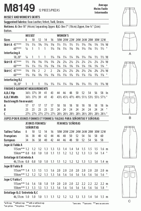 M8149 Misses' & Women's Skirts