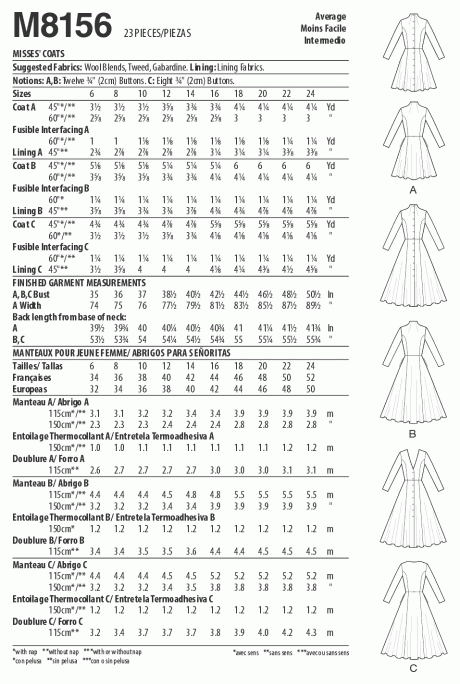 M8156 Misses' Coats