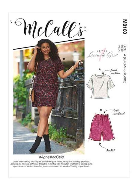 M8160 Misses' & Miss Petite Short Sleeve Top, Dress, Pull-On Shorts & Pants