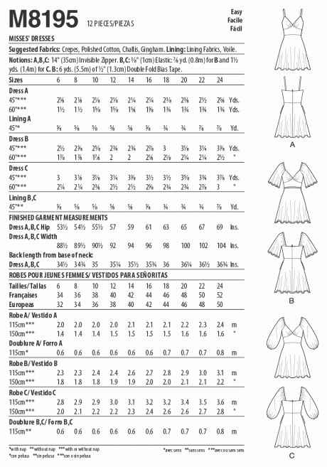 M8195 Misses' Dresses