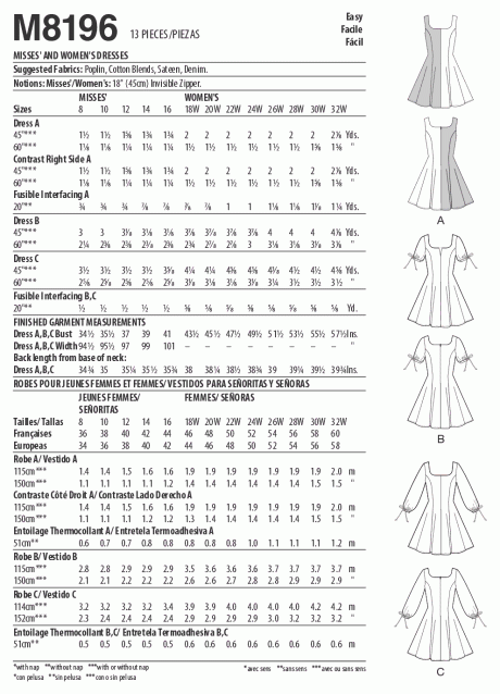 M8196 Misses' & Women's Dresses