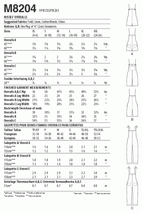 M8204 Misses' Overalls