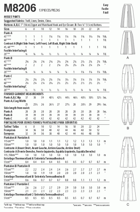 M8206 Misses' Trousers