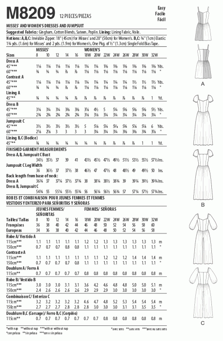 M8209 Misses' & Women's Dresses & Jumpsuit
