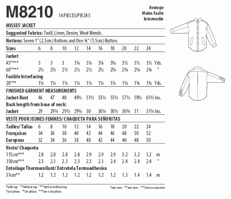 M8210 Misses' Jacket