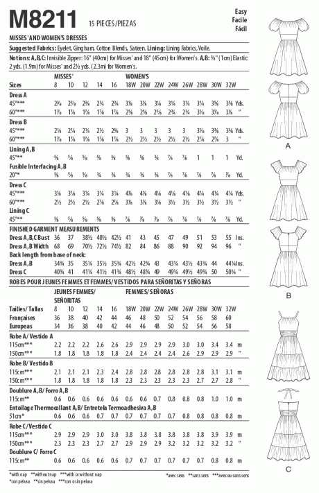 M8211 Misses' & Women's Dresses