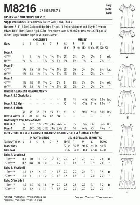 M8216 Misses' & Children's Dresses