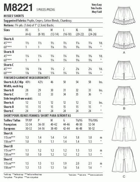 M8221 Misses' Shorts