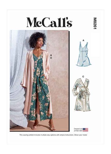 M8261 Misses' Playsuit, Jumpsuit, Robe with Sash