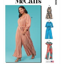 M8288 Misses' and Women's Romper, Jumpsuits and Sash