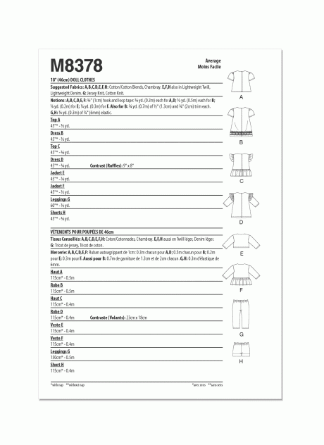 M8378 18" Doll Clothes