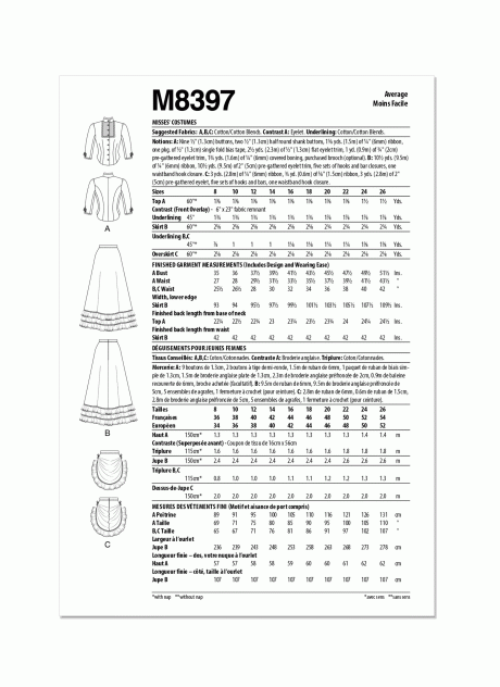 M8397 Misses' Costumes