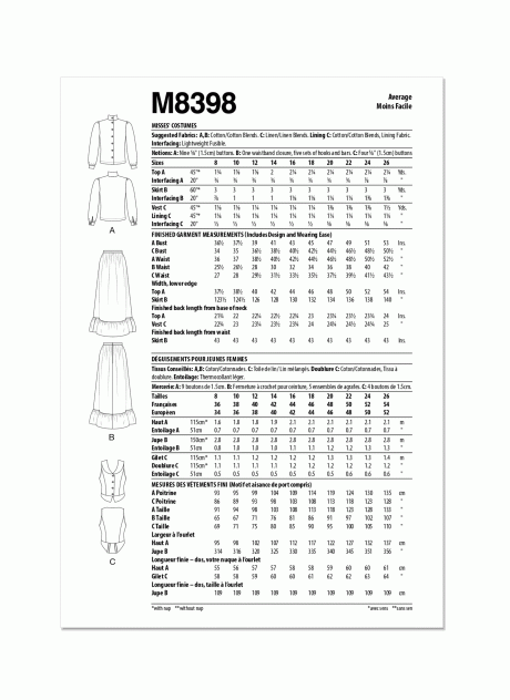 M8398 Misses' Costumes