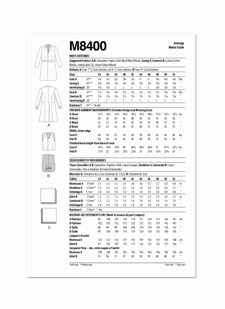 M8400 Men's Costumes