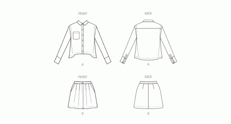M8410 Misses' Shirt and Mini Skirt by Brandi Joan
