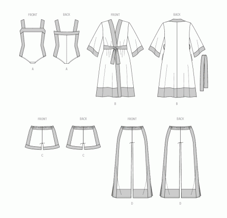M8412 Women's Bodysuit, Robe, Shorts and Pants