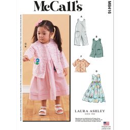 M8416 Toddlers' Romper in Two Lengths, Dresses, Jacket and Shirt by Laura Ashley
