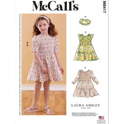 M8417 Children's Dress with Sleeve Variations and Headband by Laura Ashley