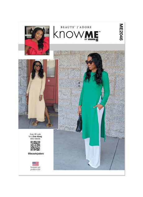 ME2046 Misses' Knit Dress In Two Lengths and Woven Pants