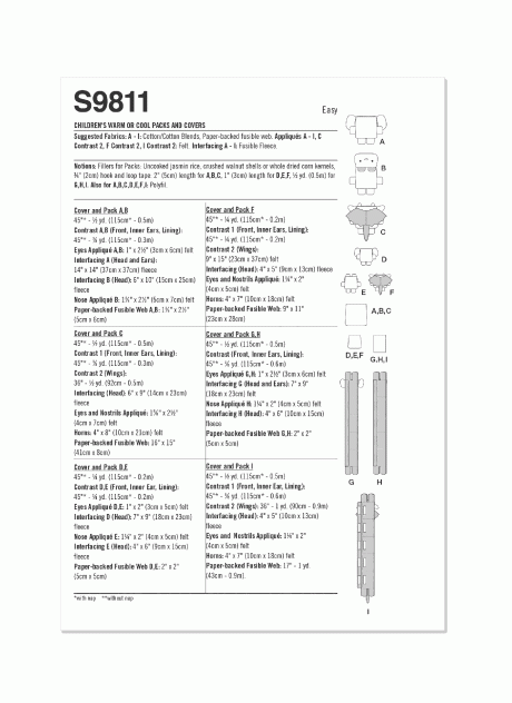 S9811 Children's Warm or Cool Packs and Covers