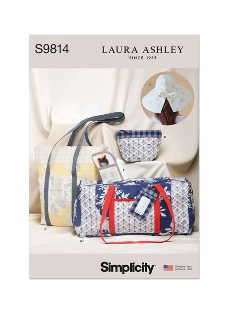 S9814 Hat in Three Sizes, Duffel, Tote, Cosmetic Case, Eyeglass Case and Luggage Tag by Laura Ashley