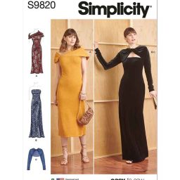 S9820 Misses' Knit Dresses and Shrug