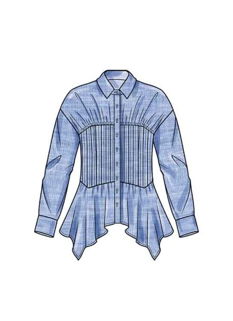 S9821 Misses' Blouse with Collar, Sleeve and Hemline Variations