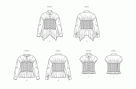 S9821 Misses' Blouse with Collar, Sleeve and Hemline Variations