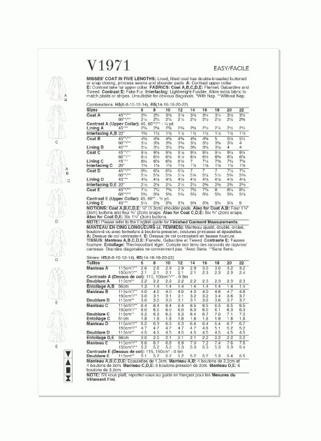 V1971 Misses' Coat in Five Lengths