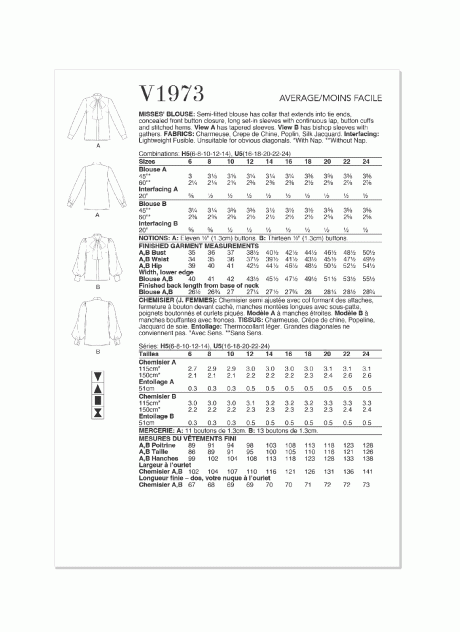 V1973 Misses' Blouse