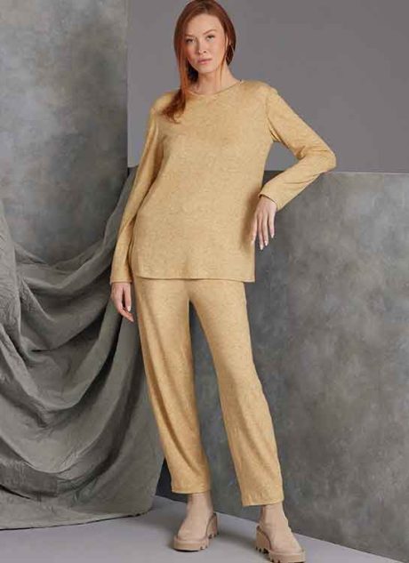 V1975 Misses' Knit Jacket with Belt, Top and Pants