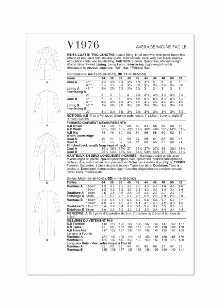 V1976 Men's Coat in Two Lengths