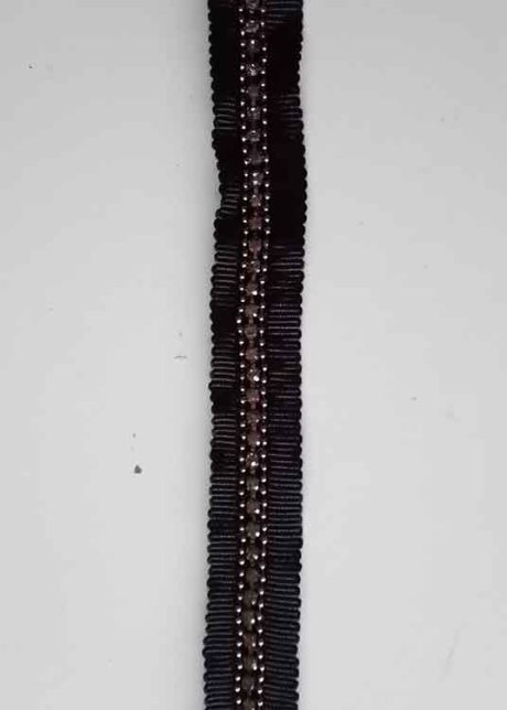 Grosgrain braid with rhinestones and chain, 15mm
